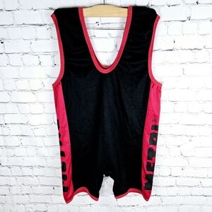 Men's Black and Pink Athletic Wrestling Singlet Shorts